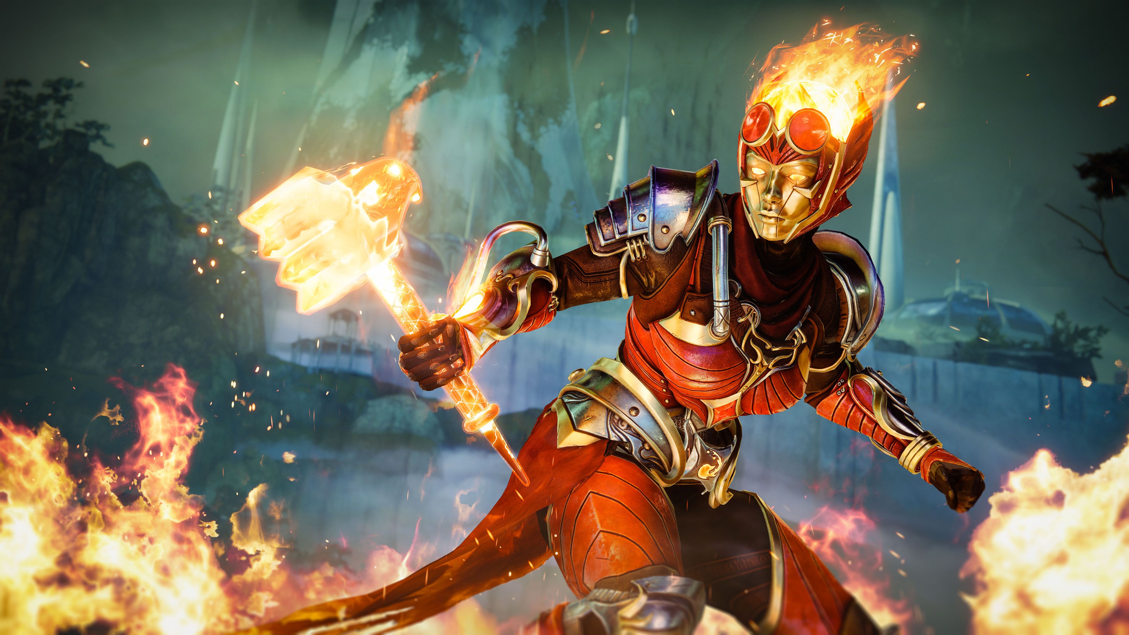 Official Destiny 2 promotional image for the Titan Magic: The Gathering crossover armor set.