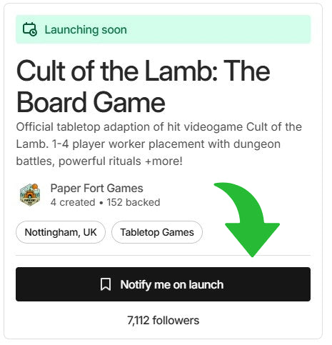 Official Paper Fort Games preview image showing Cult of the Lamb: The Board Game components and tabletop presentation.