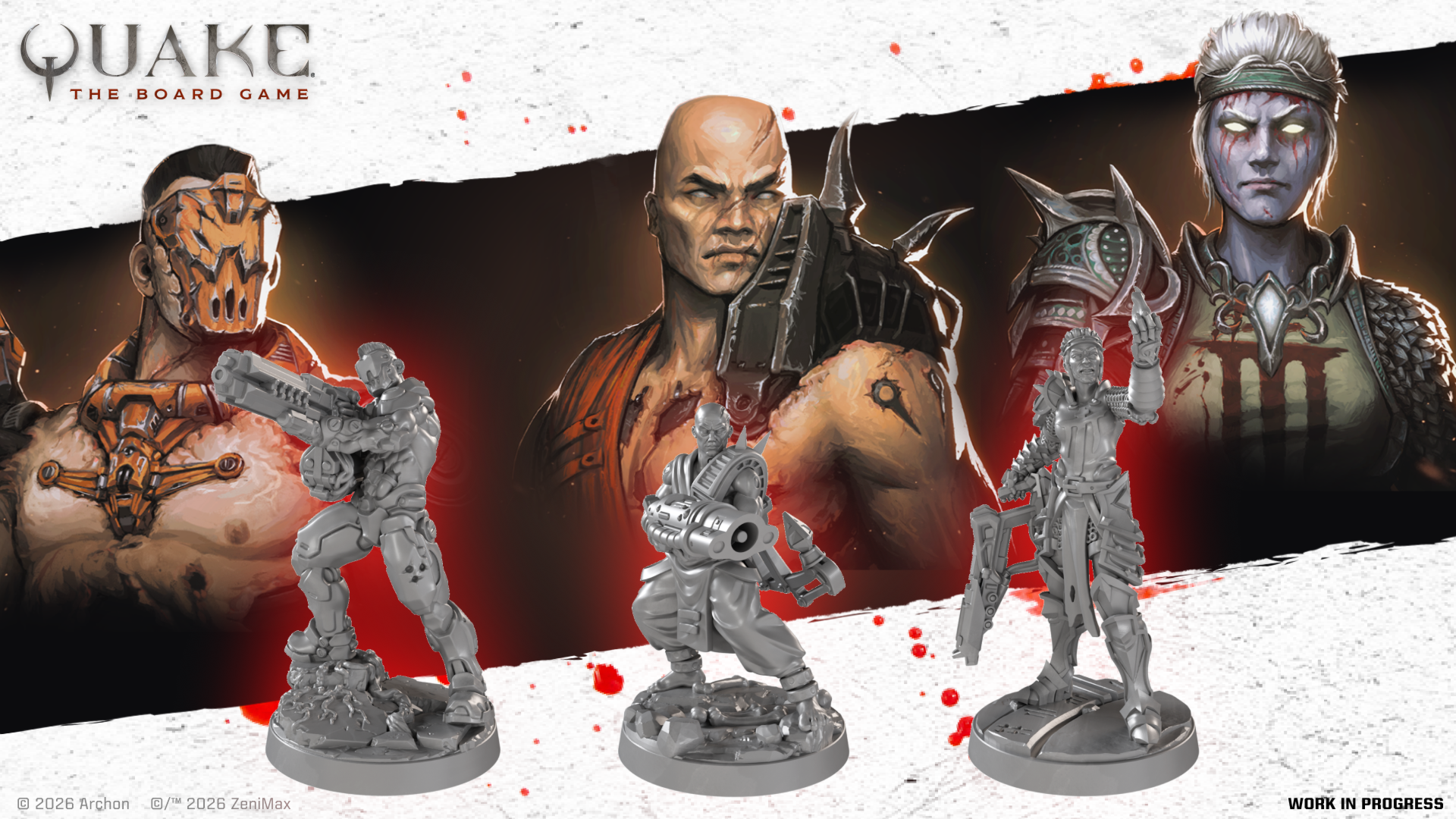Oficjalny kadr z updateu Gamefound dla Quake: The Board Game zapowiadający gameplay i przesunięcie kampanii.
