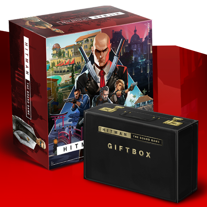 Official Hitman: The Board Game product image from Gamefound showing the base game presentation used as a supporting visual in GameGuideDog coverage.