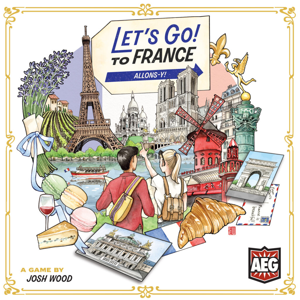 Official Let’s Go! To France box image from AEG used as a supporting visual in GameGuideDog coverage.