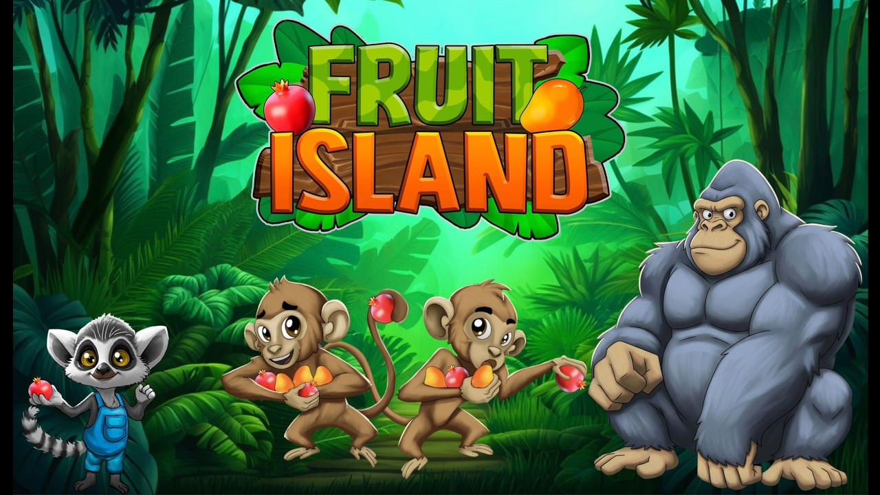 Fruit Island table shot from Gaming With Sidekicks showing the island board and components.
