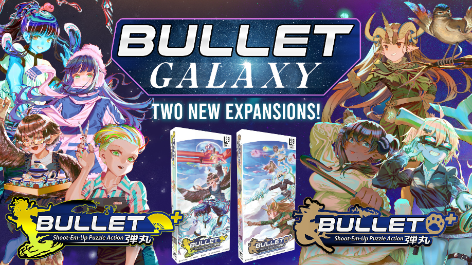 Official Bullet Galaxy Gamefound image showing Level 99 Games campaign art and product framing.