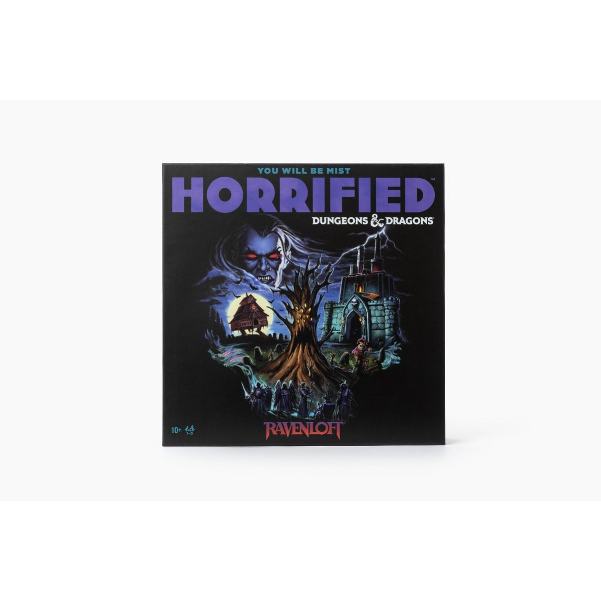 Target product image showing Horrified Dungeons & Dragons Ravenloft components, cards, board, and miniatures.