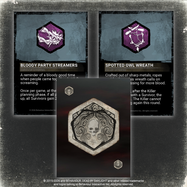Official Dead by Daylight board-game Bonus Offerings Card Pack image from the Gamefound preview page.