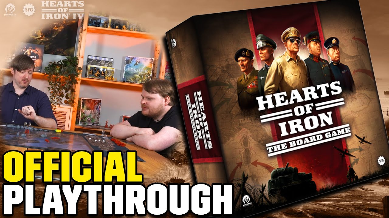 Official Hearts of Iron: The Board Game playthrough thumbnail showing the adaptation in tabletop form.