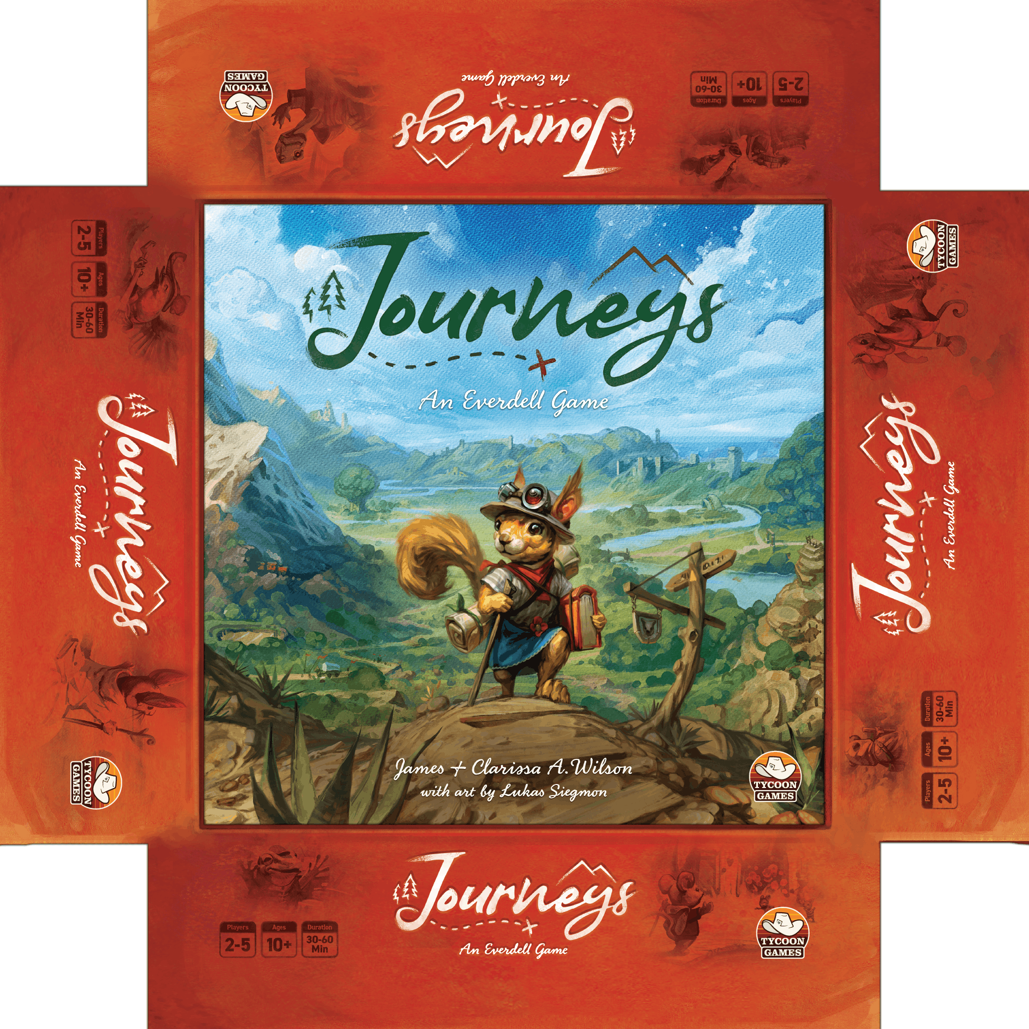 Official Everdell Journeys box art shown against a pale background.