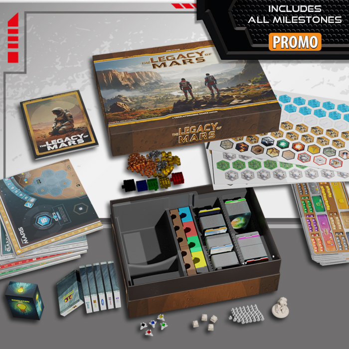 Official Terraforming Mars: The Legacy of Mars product-box image from Gamefound used to support GameGuideDog coverage of the campaign's final hours.
