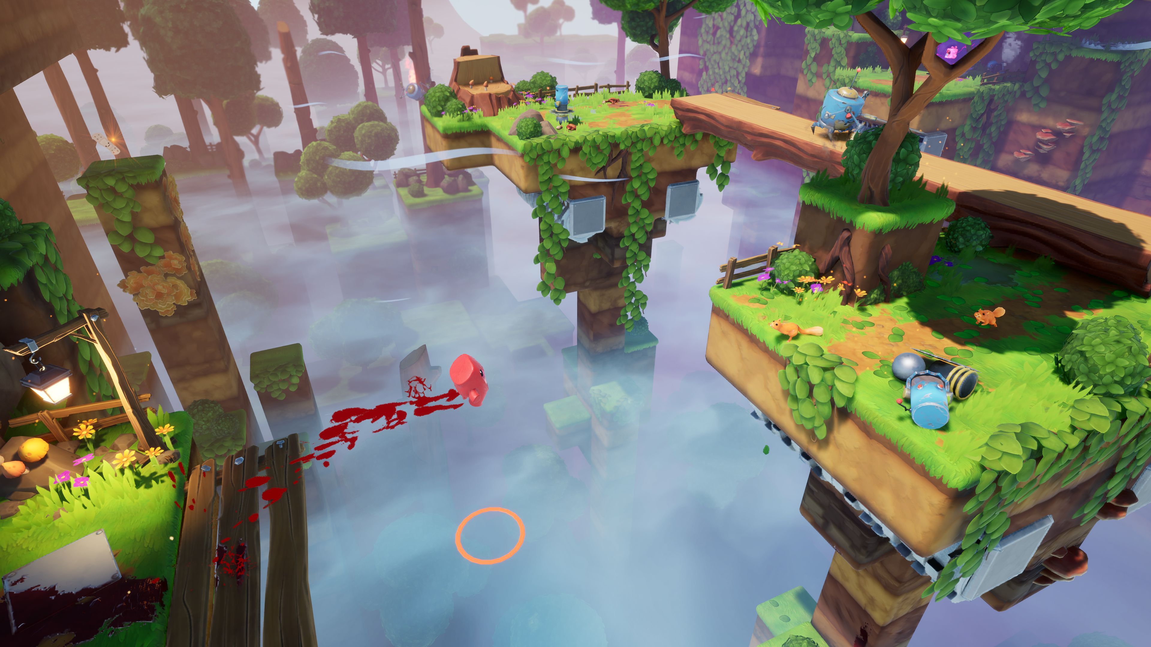 Official Super Meat Boy 3D gameplay screenshot from PlayStation showing a hazard-filled platforming section.