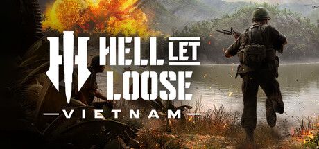 Official Hell Let Loose: Vietnam header art showing soldiers advancing through a smoky jungle battlefield.