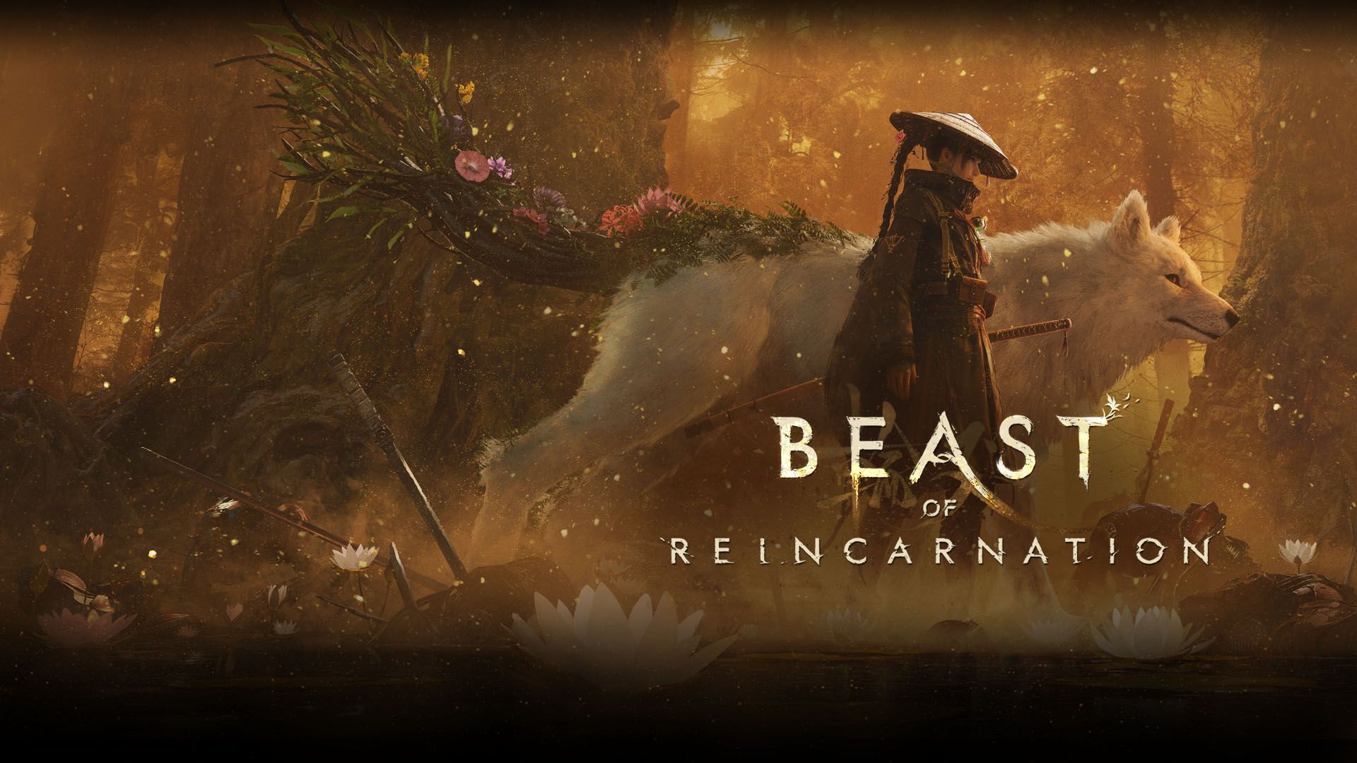 Official Beast of Reincarnation artwork showing Emma and Koo walking through a bright forest ahead of launch.