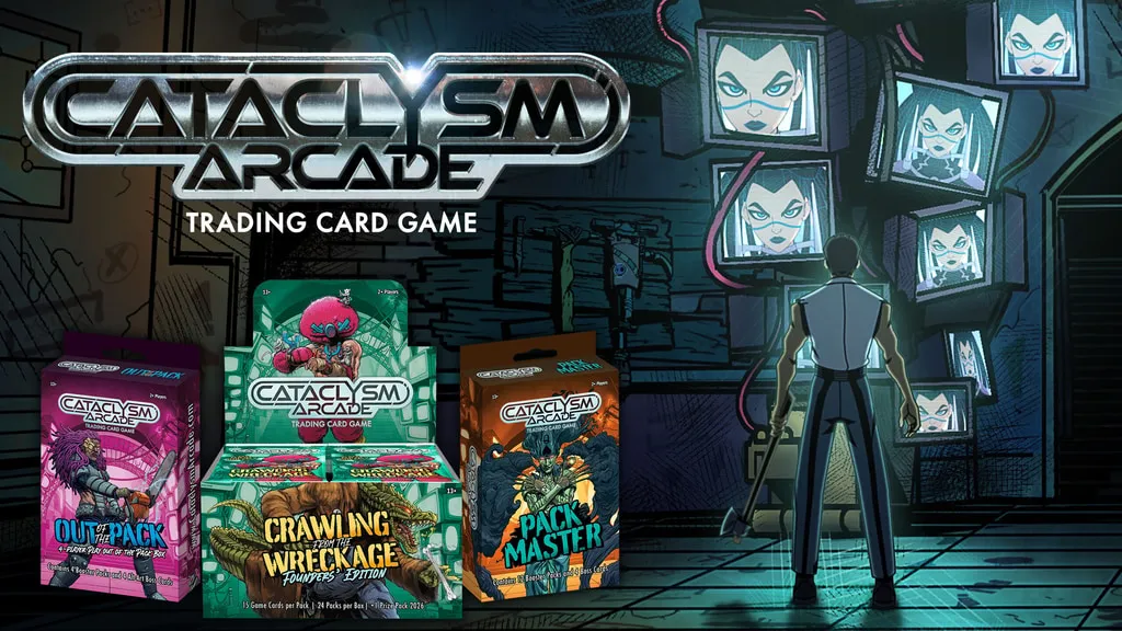 Official Cataclysm Arcade TCG campaign art from Mothership Games used in GameGuideDog coverage of the live Kickstarter campaign.