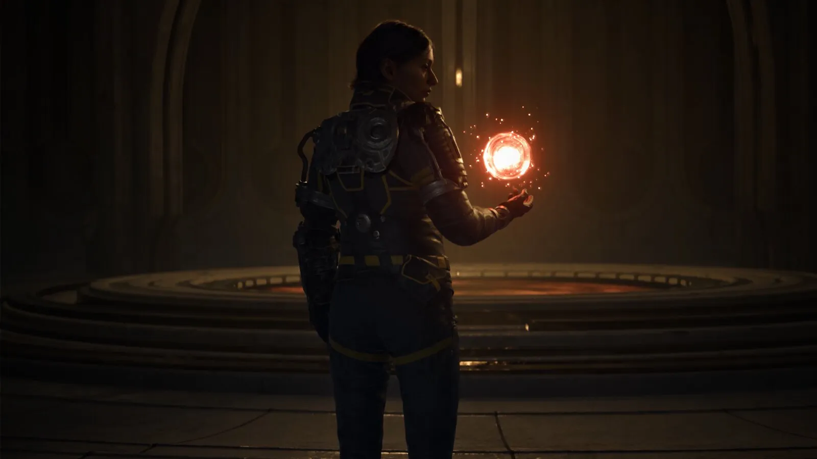 Official Saros image from PlayStation showing Arjun facing the hostile world of Carcosa.