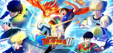 Official Captain Tsubasa 2 key art showing anime football players mid-action.