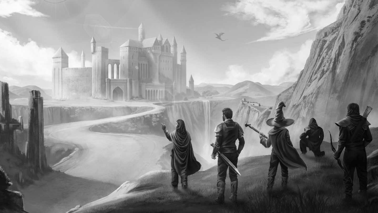 Official The Adventurers Steam art showing the tactical RPG's painted world map and party-based fantasy setup.