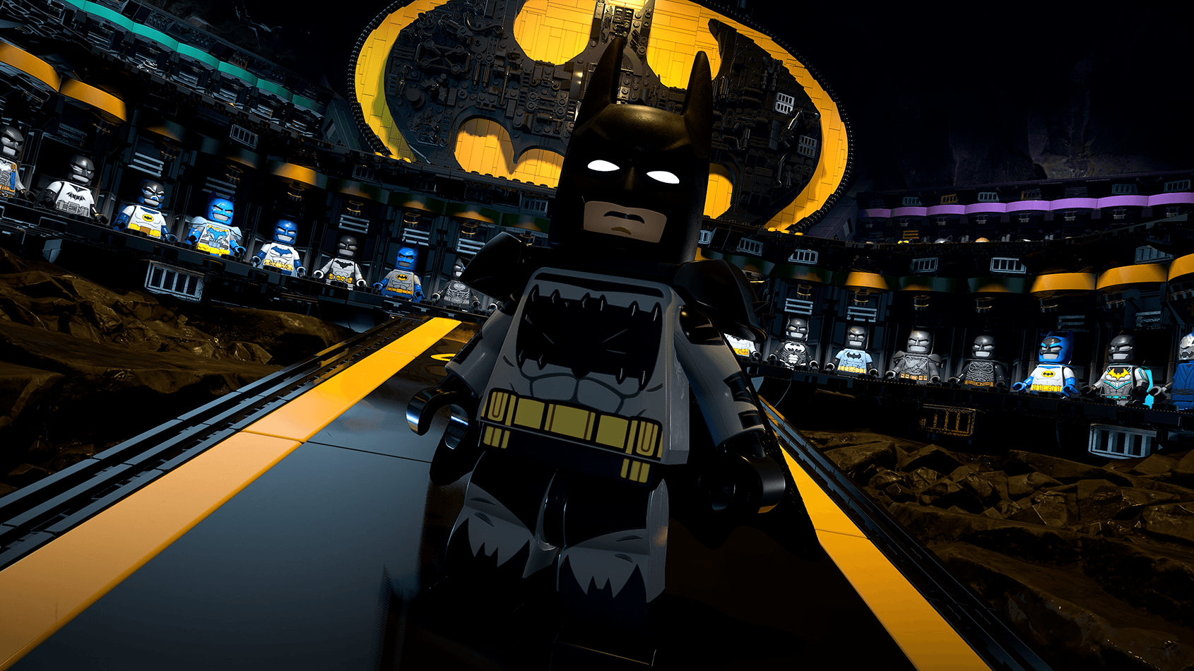 Official LEGO Batman: Legacy of the Dark Knight Batcave artwork from PlayStation.