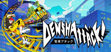 Official Denshattack key art from Steam showing the colorful train-skating platformer and its main cast.