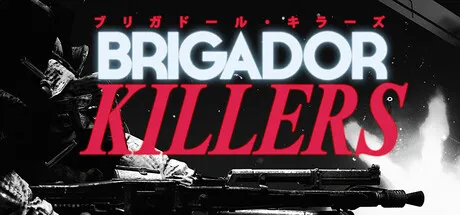 Official Brigador Killers Steam header art showing the sequel's isometric mechs, vehicles, and neon-lit city combat.