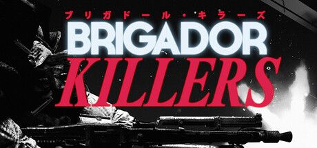 Official Brigador Killers Steam header art showing the sequel's isometric mechs, vehicles, and neon-lit city combat.