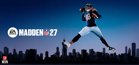 Official Madden NFL 27 Steam header art showing the game's green branding and cover athlete.