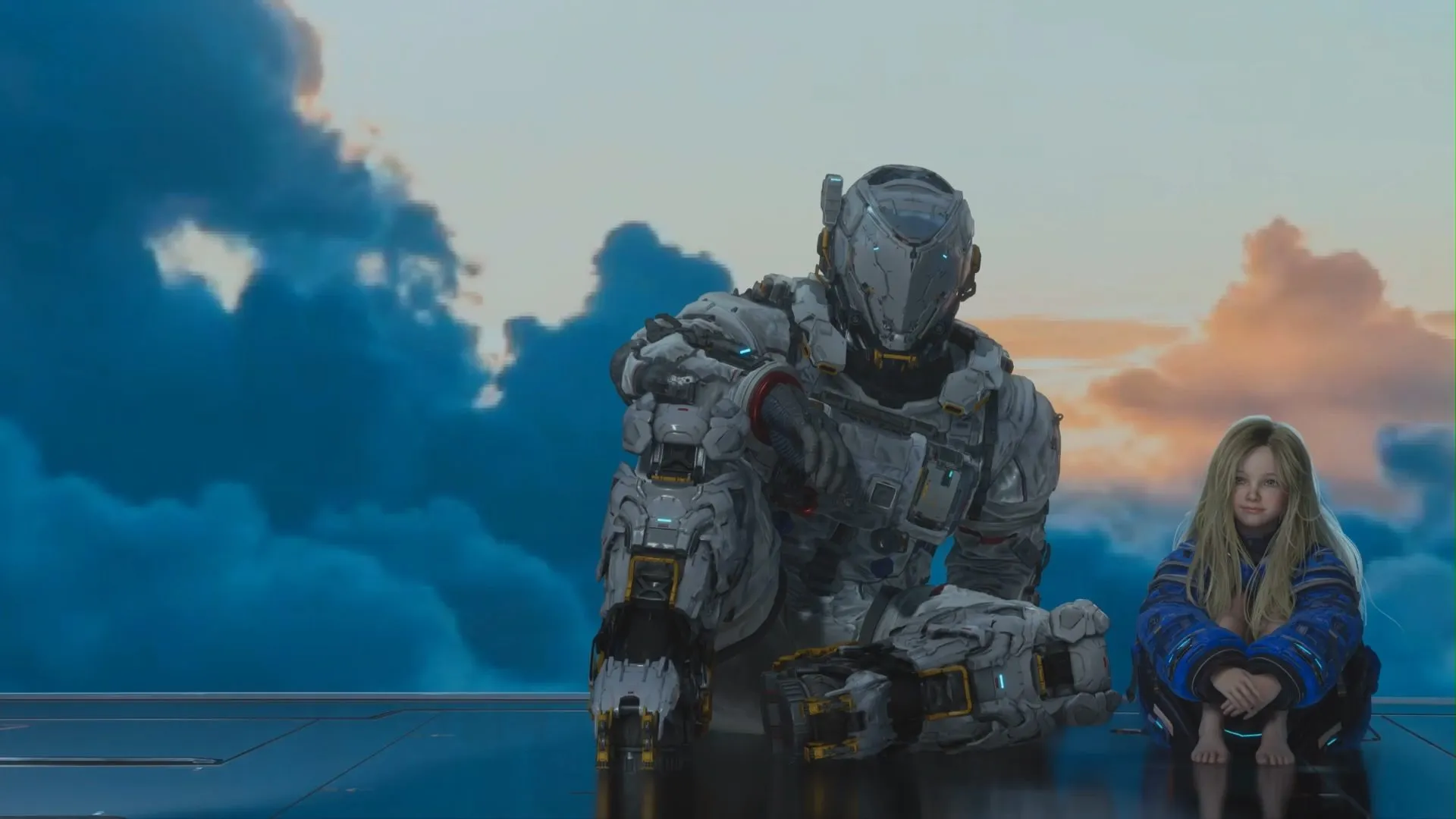 Official Pragmata key art showing Hugh and Diana on the lunar station.