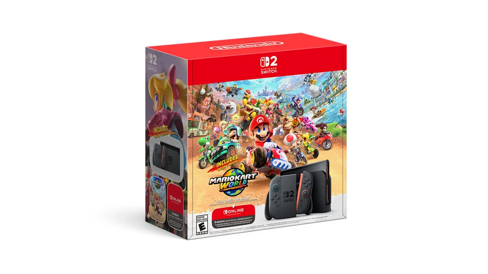 Official Nintendo image showing the Nintendo Switch 2 plus Mario Kart World bundle box and hardware.