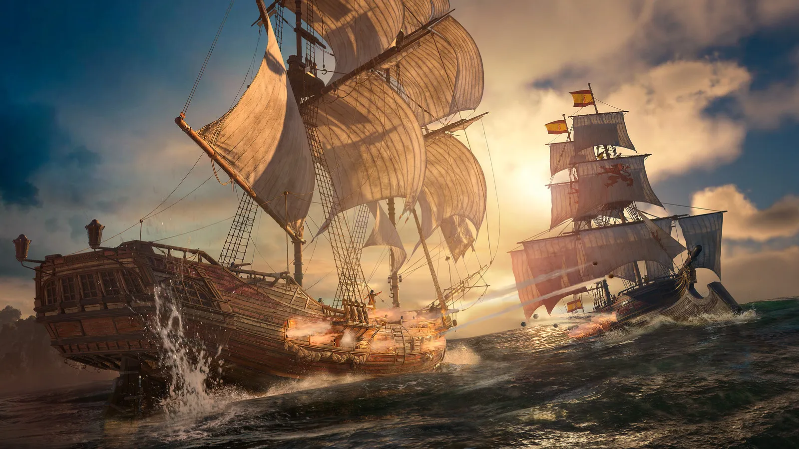 Official Assassin’s Creed Black Flag Resynced image showing Edward Kenway aboard the Jackdaw in the Caribbean.