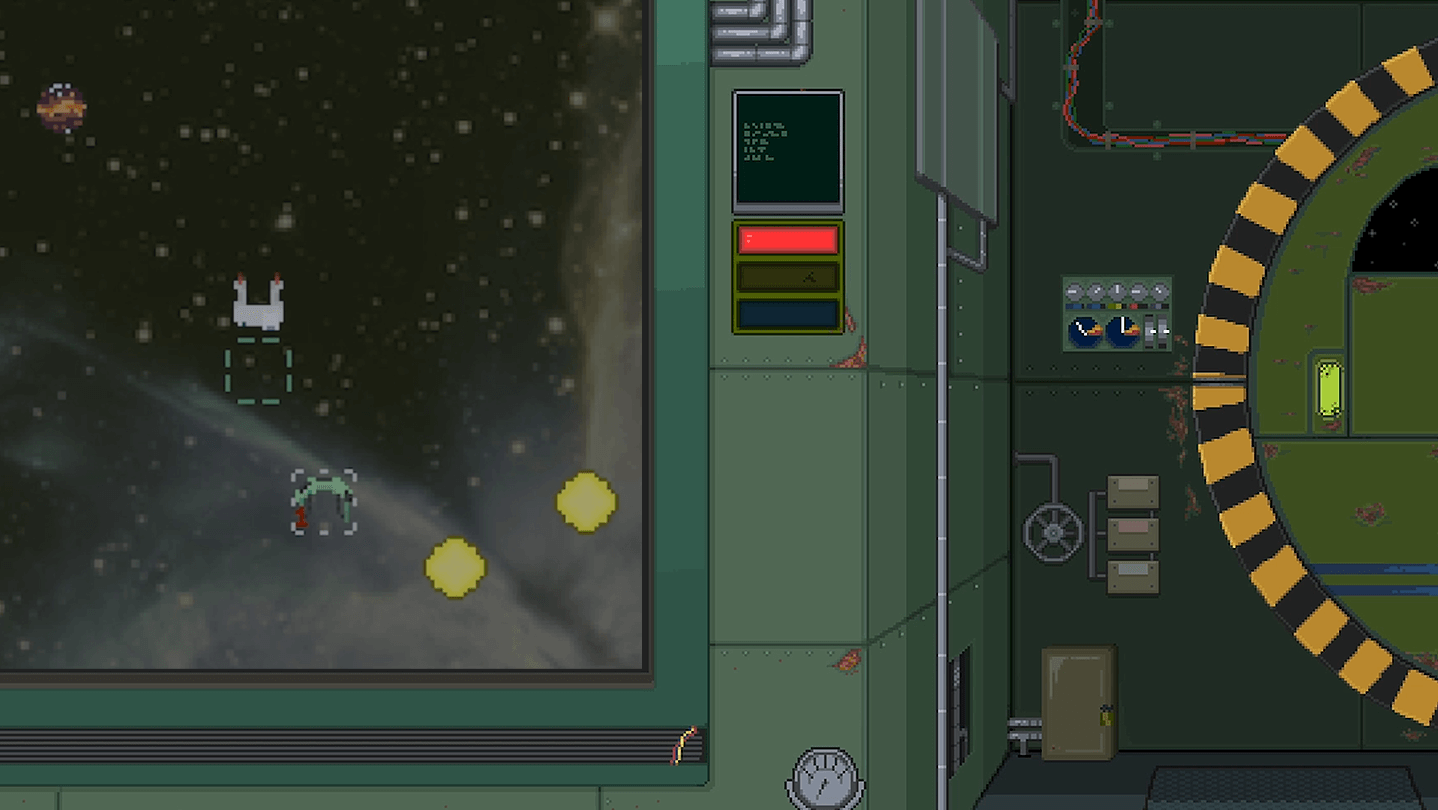 Official Deck & Conn background art showing a retro-styled space corvette and cold-war-inspired interface lighting.