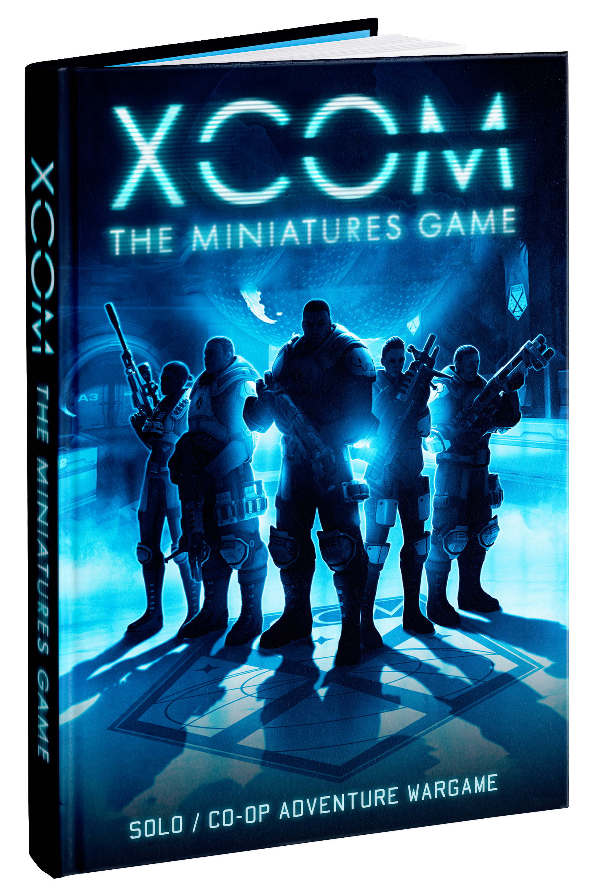 Official XCOM: The Miniatures Game core rulebook mockup from Modiphius used for GameGuideDog tabletop coverage.