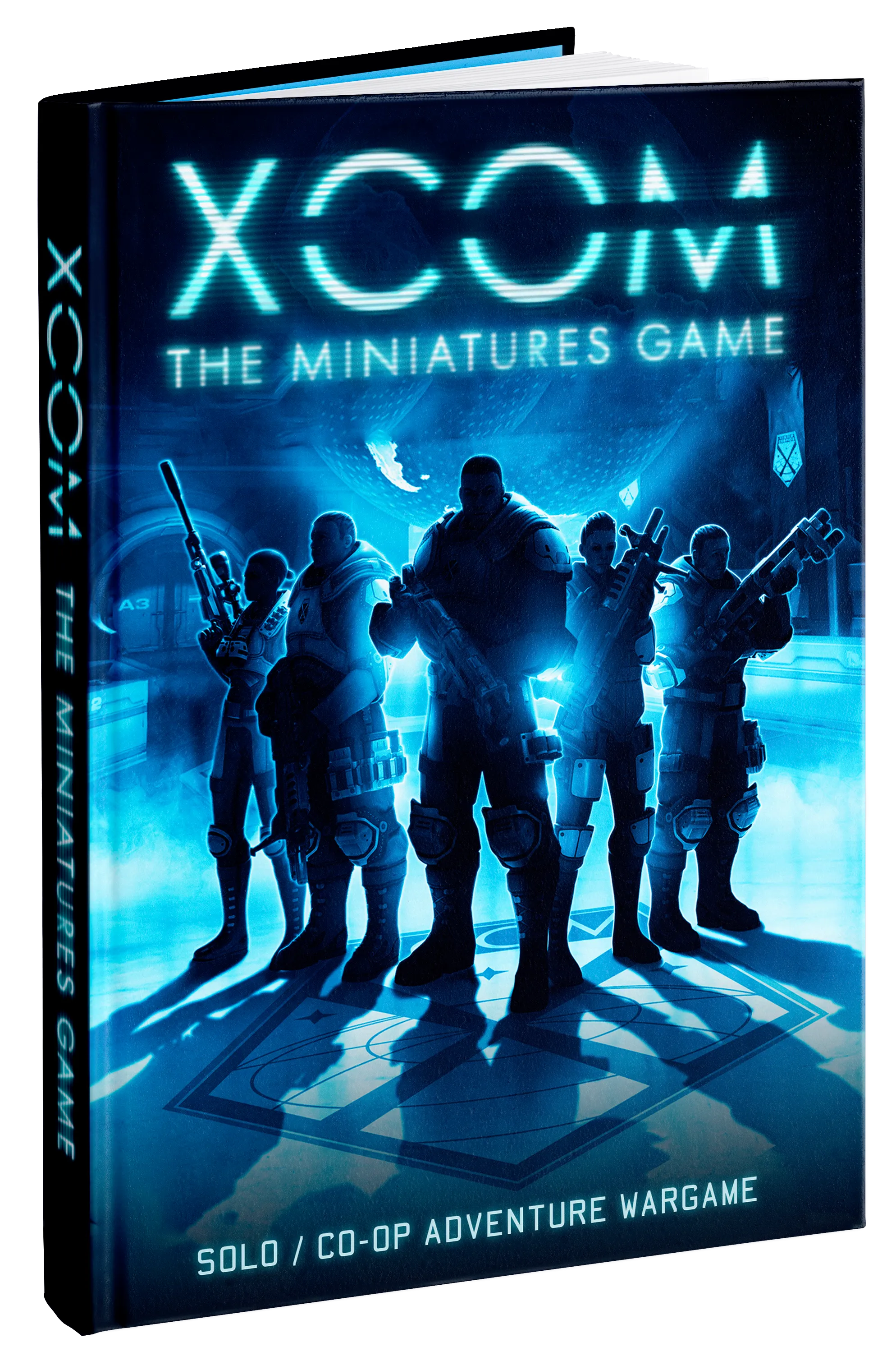 Official XCOM: The Miniatures Game core rulebook mockup from Modiphius used for GameGuideDog tabletop coverage.