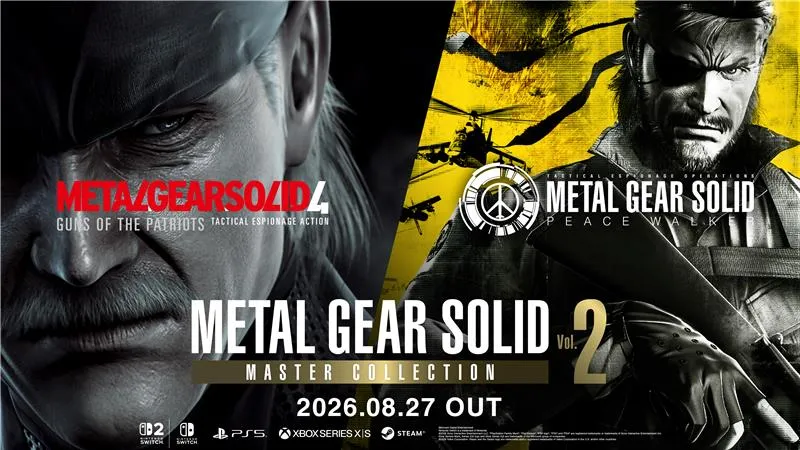 Oficjalny key art Konami dla Metal Gear Solid: Master Collection Vol. 2 z Solid Snake'em i brandingiem kolekcji.