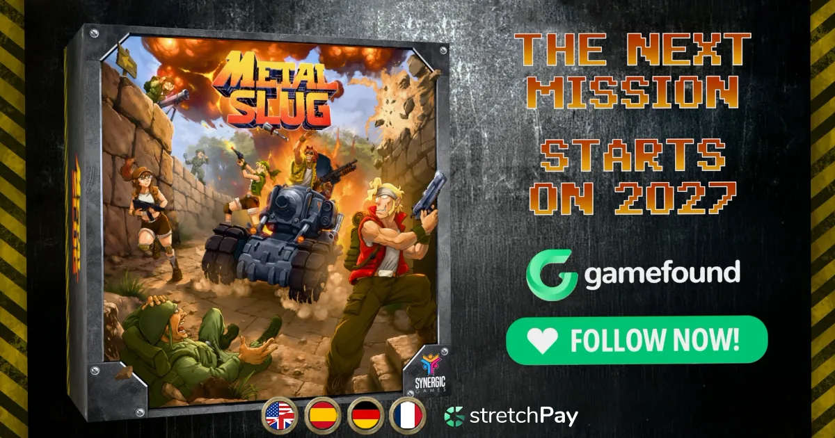 Oficjalna grafika Gamefound dla Metal Slug: The Boardgame od Synergic Games.