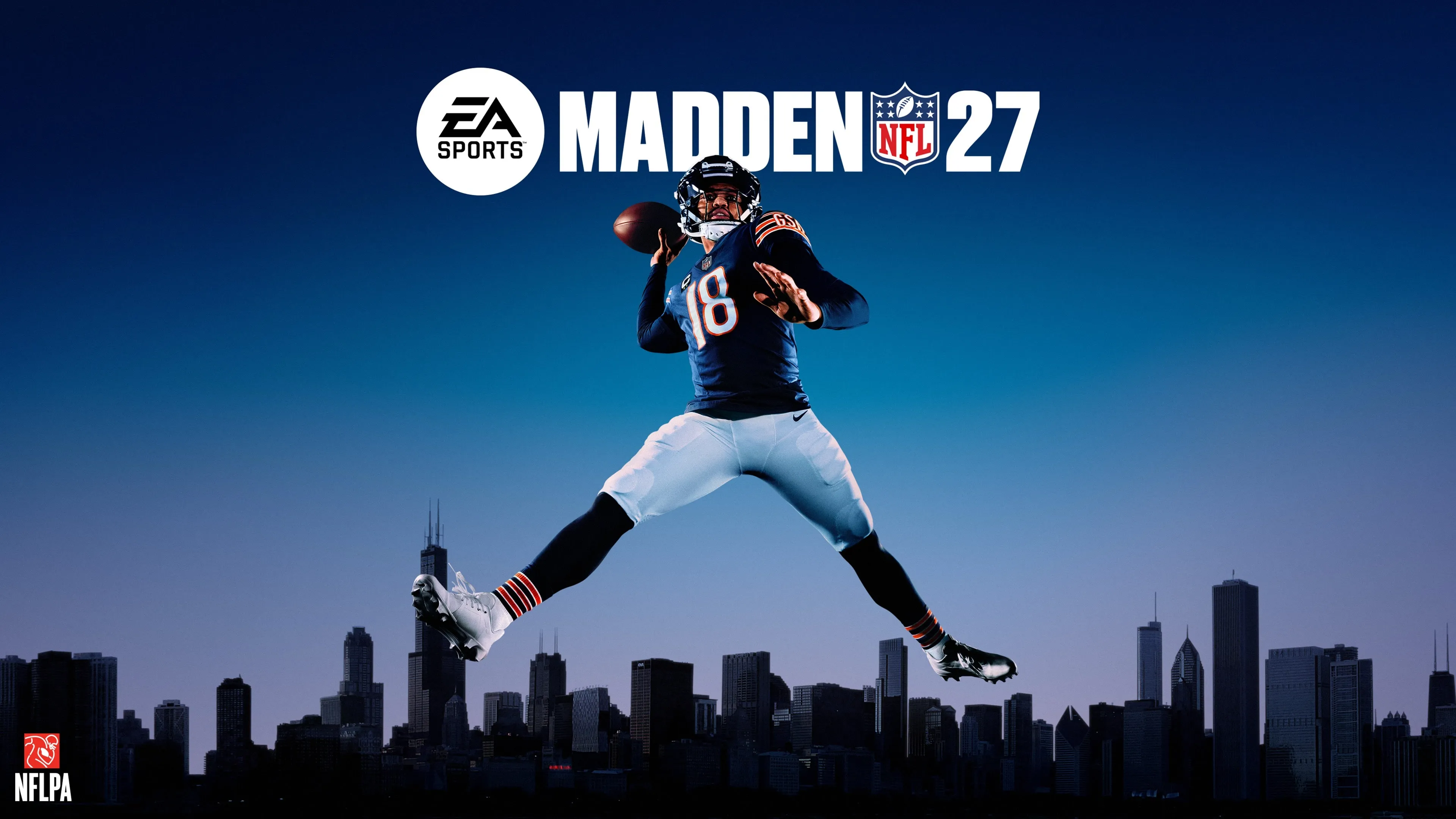 Official Madden NFL 27 PlayStation hero art showing Saquon Barkley in an Eagles uniform with the game's green launch branding.