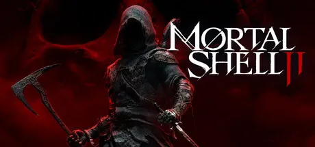 Official Mortal Shell II Steam header art showing the sequel's dark fantasy key art and central armored figure.