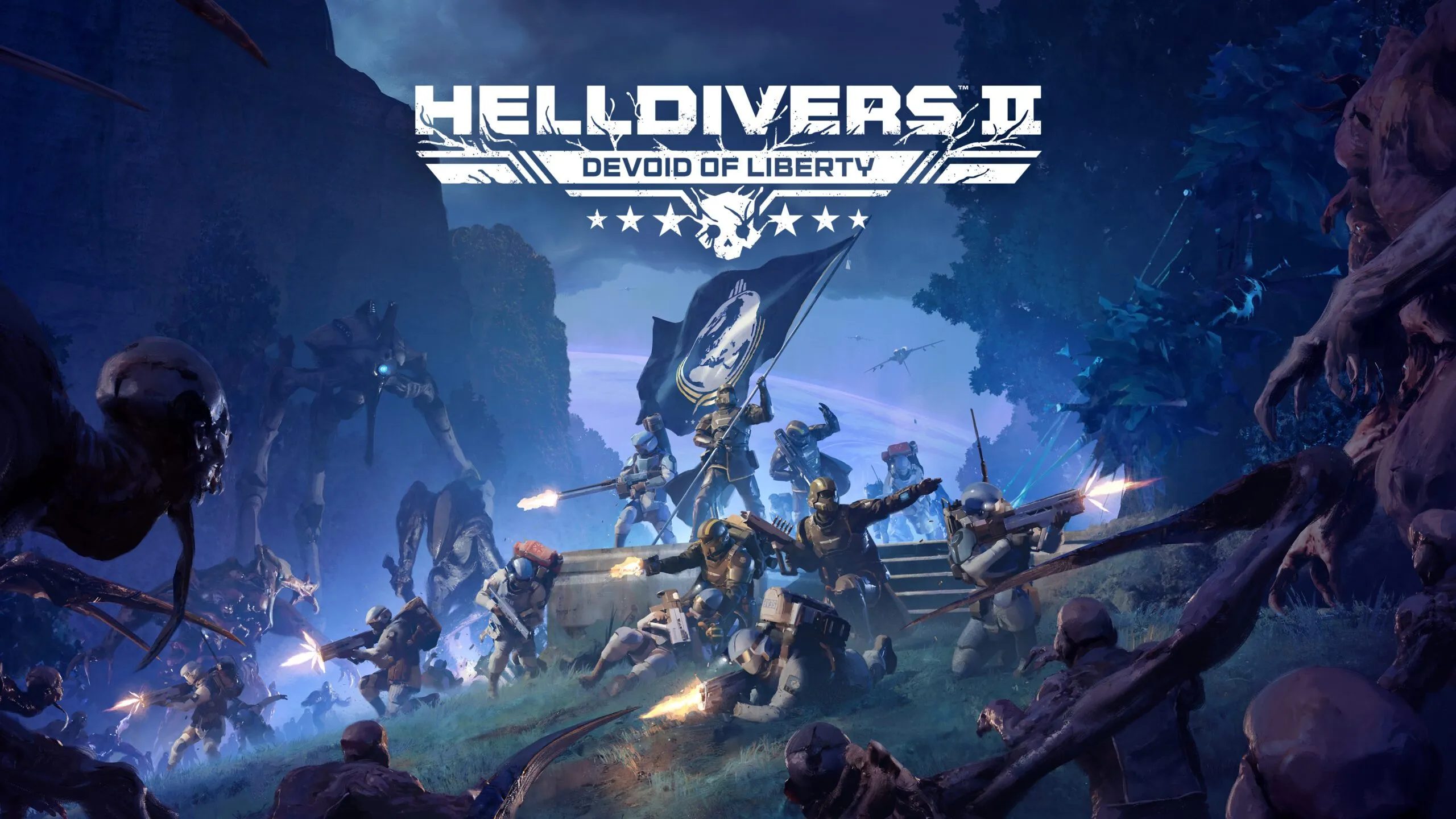 Official Helldivers 2 Devoid of Liberty key art from PlayStation Blog showing the update hero image.
