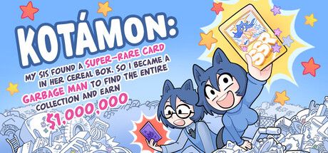 Official KOTAMON Steam header art showing the game's anime card-collecting garbage-hunting premise.