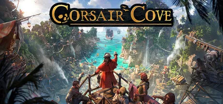 Official Corsair Cove key art showing the pirate settlement and harbor from Steam launch materials.