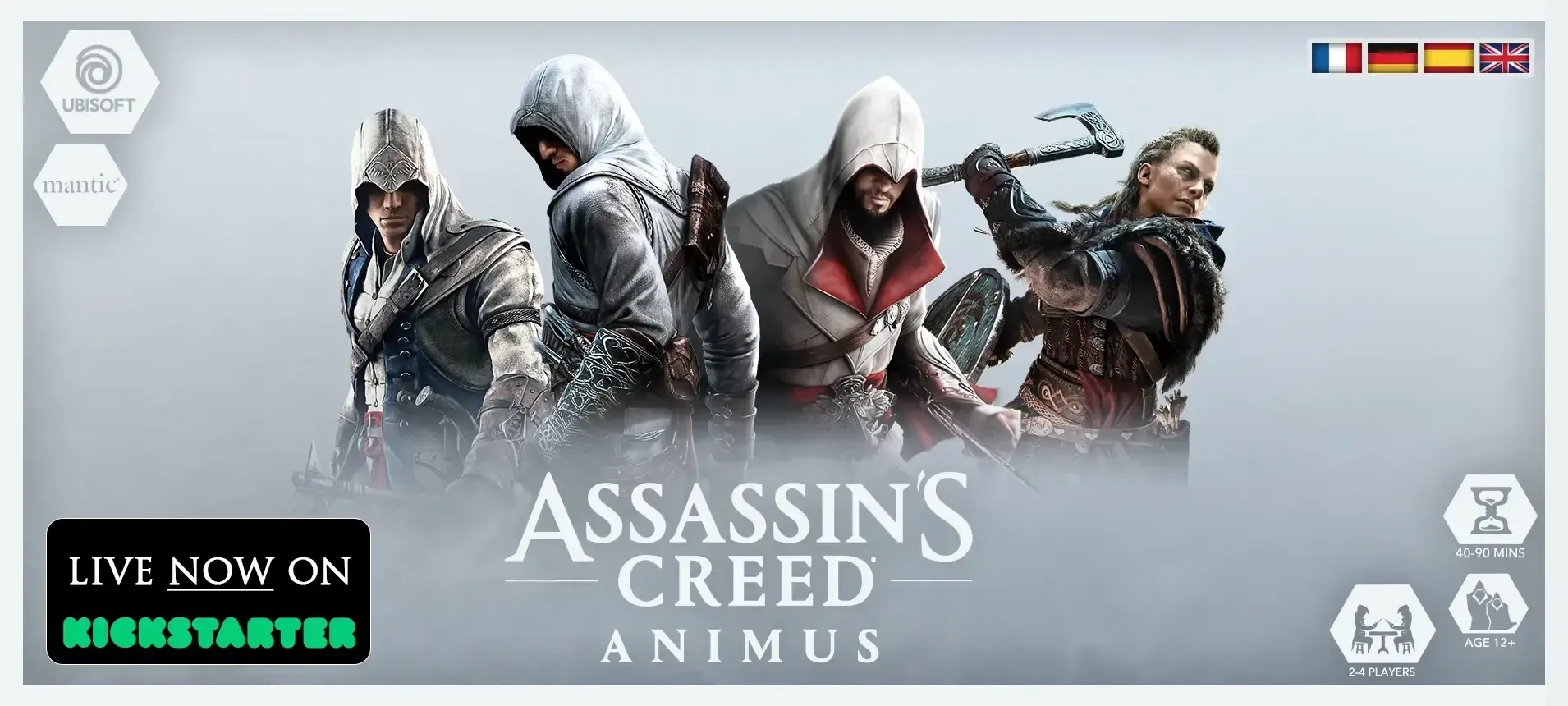 Official Assassin’s Creed Animus campaign art from Mantic Games used for GameGuideDog board-game coverage.