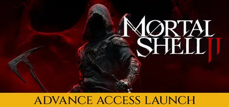 Official Mortal Shell II Steam header art showing the Harbinger and the sequel's dark fantasy key art.