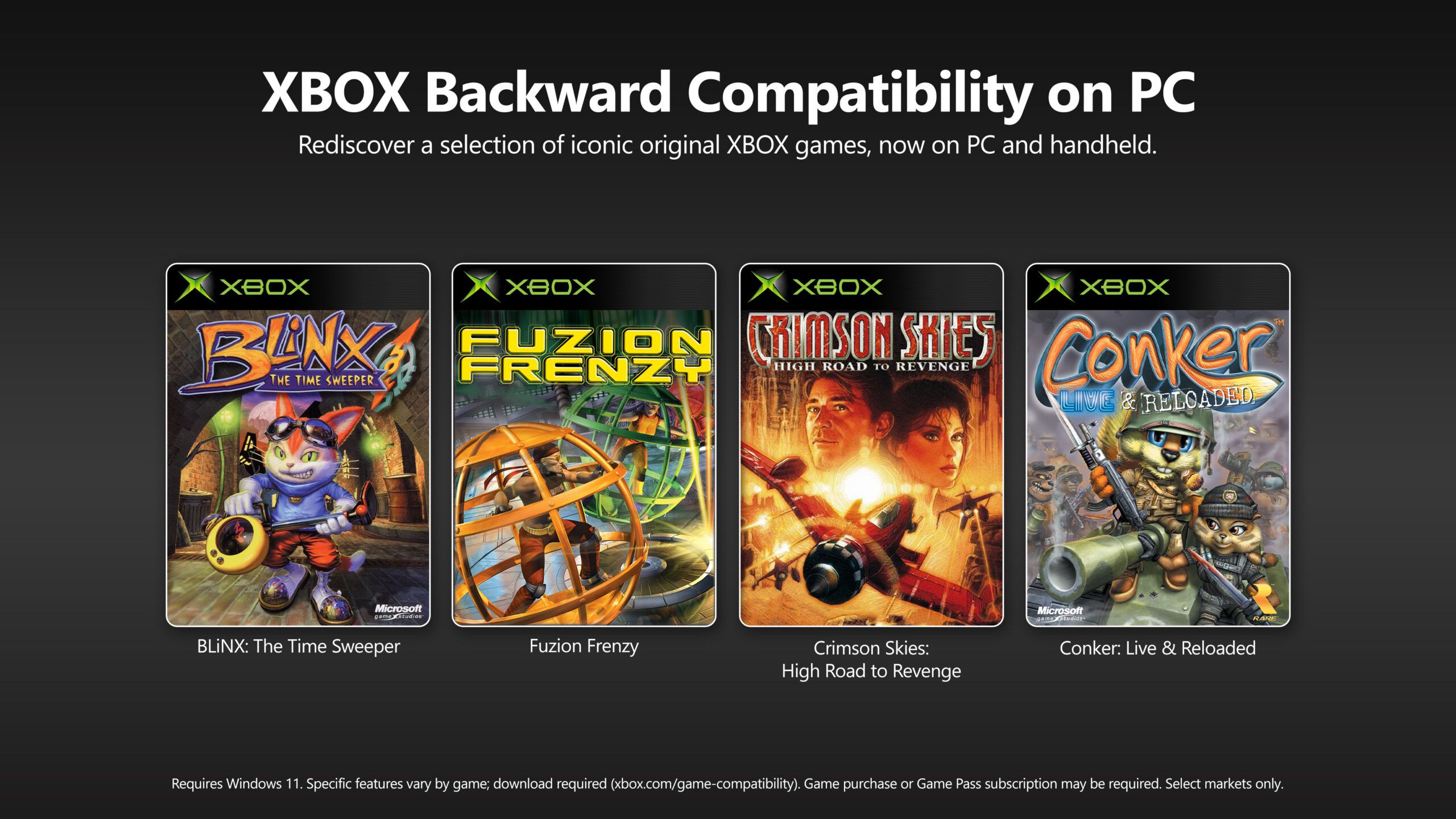 Official Xbox Backward Compatibility on PC hero image showing Xbox branding around a handheld-focused legacy gaming push.