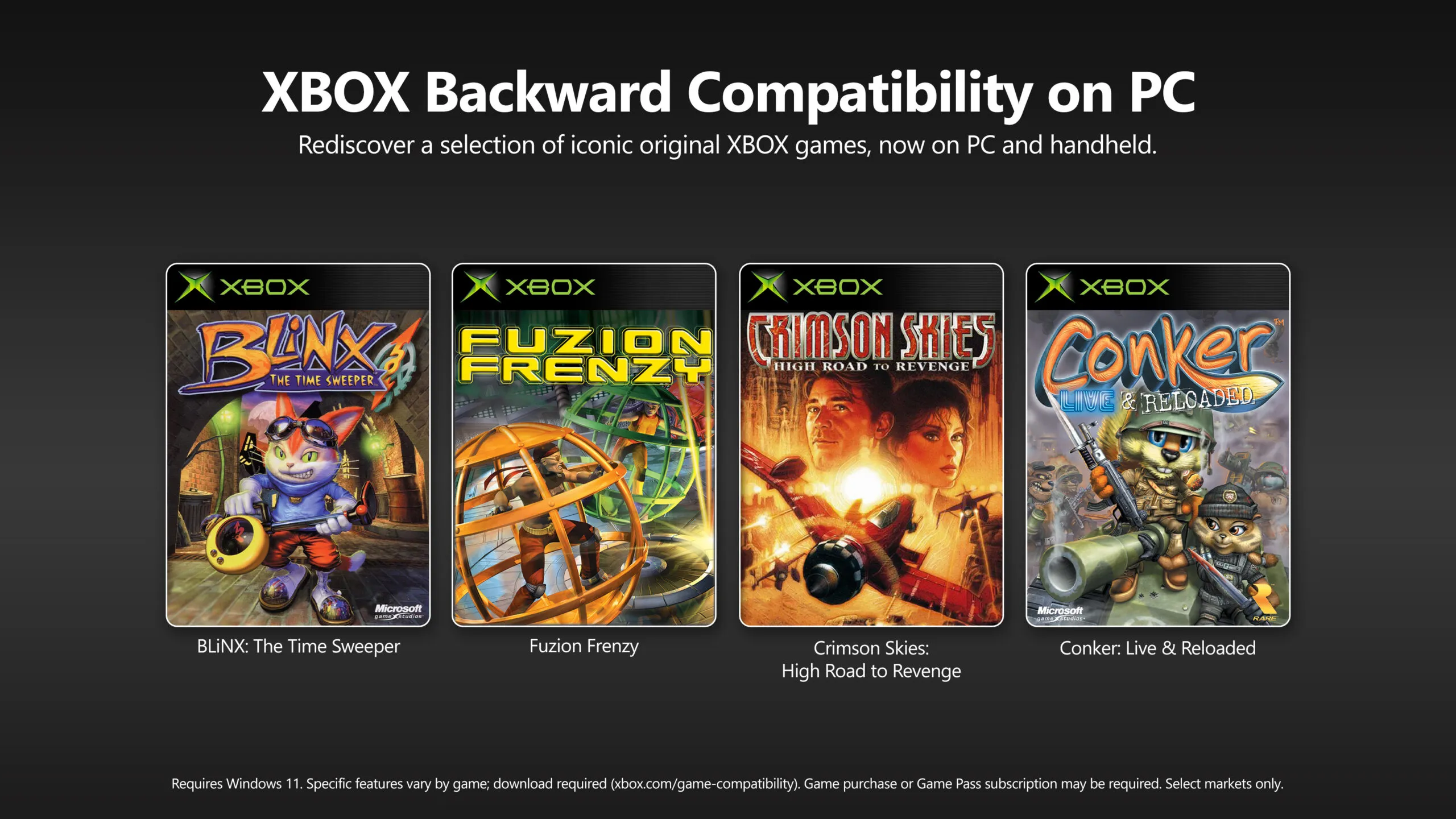 Official Xbox Backward Compatibility on PC hero image showing Xbox branding around a handheld-focused legacy gaming push.