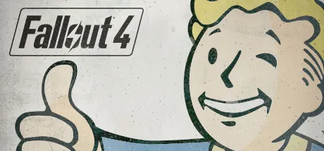 Official Fallout 4 Steam header art showing the game's power armor branding.