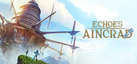 Official Echoes of Aincrad key art showing the floating Aincrad castle looming over two small figures.