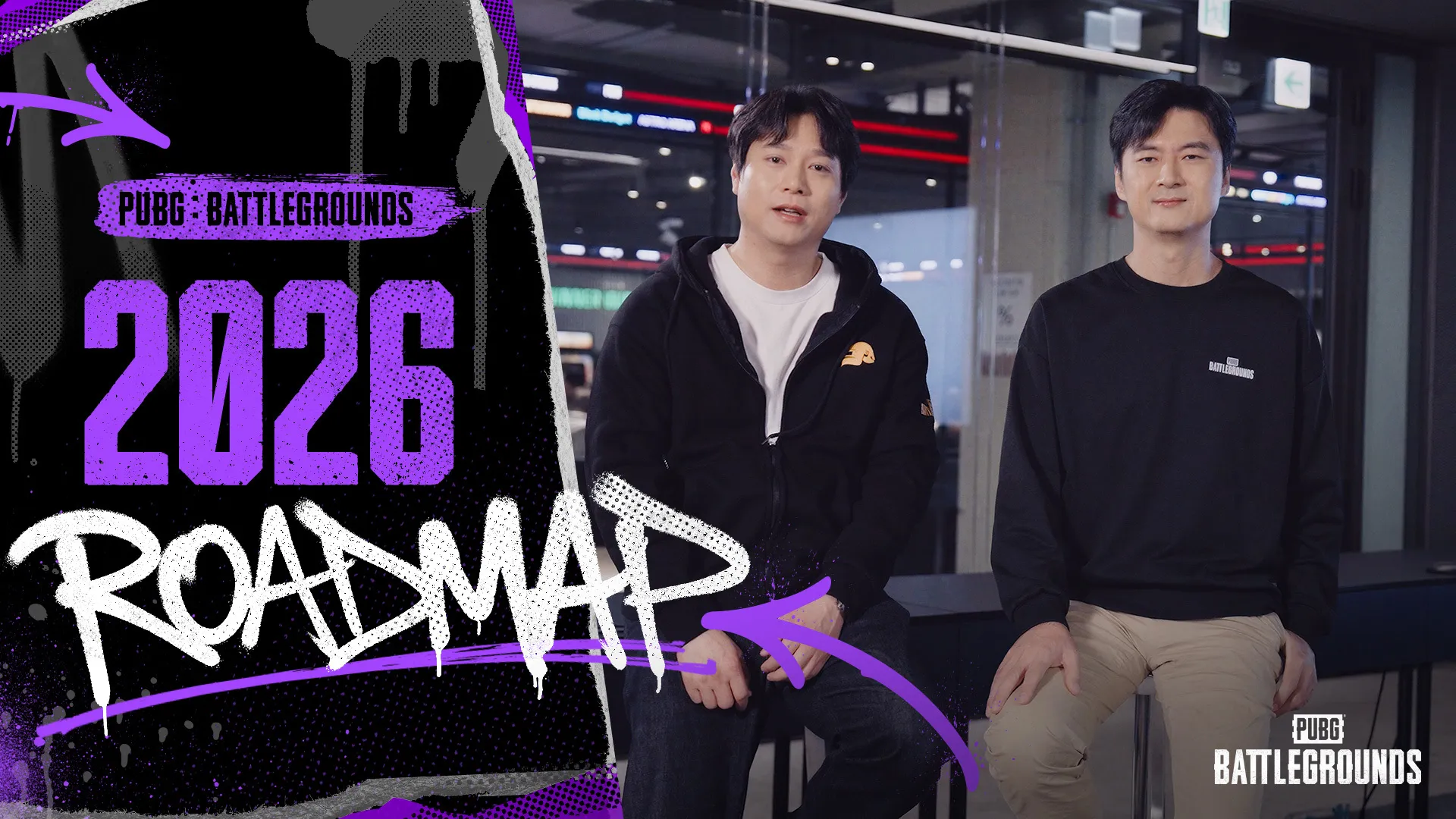 Official PUBG: BATTLEGROUNDS roadmap artwork showing armed characters in a combat scene.