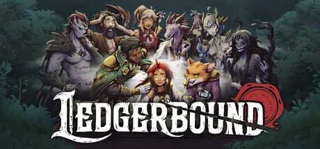 Official Ledgerbound Steam header art showing the game's fantasy office-comedy cast.