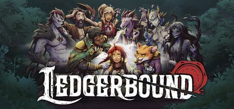 Official Ledgerbound Steam header art showing the game's fantasy office-comedy cast.
