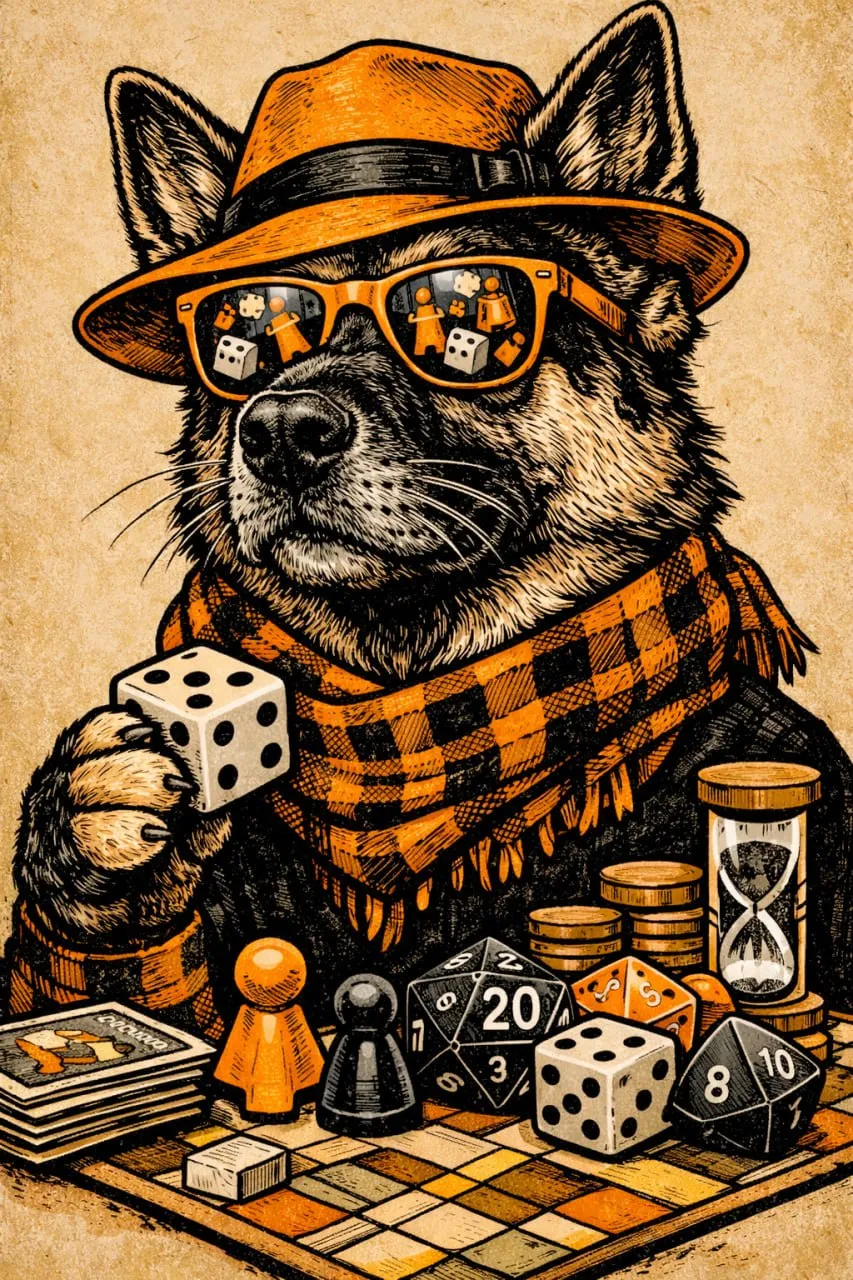 Meeple Hound portrait used to launch the new board games lane on GameGuideDog.