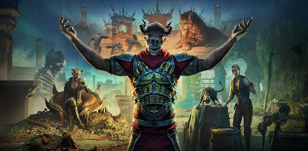 Official The Elder Scrolls Online Season Zero artwork showing the Dawn and Dusk launch key art.