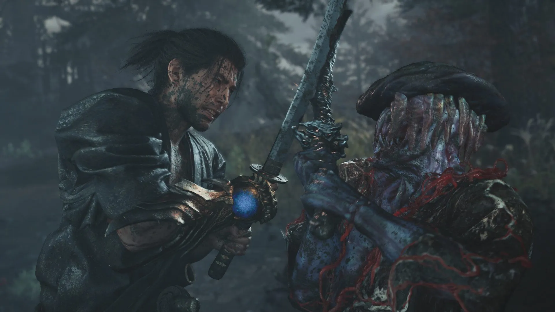 Official Onimusha: Way of the Sword image from PlayStation Blog showing Miyamoto Musashi in combat.