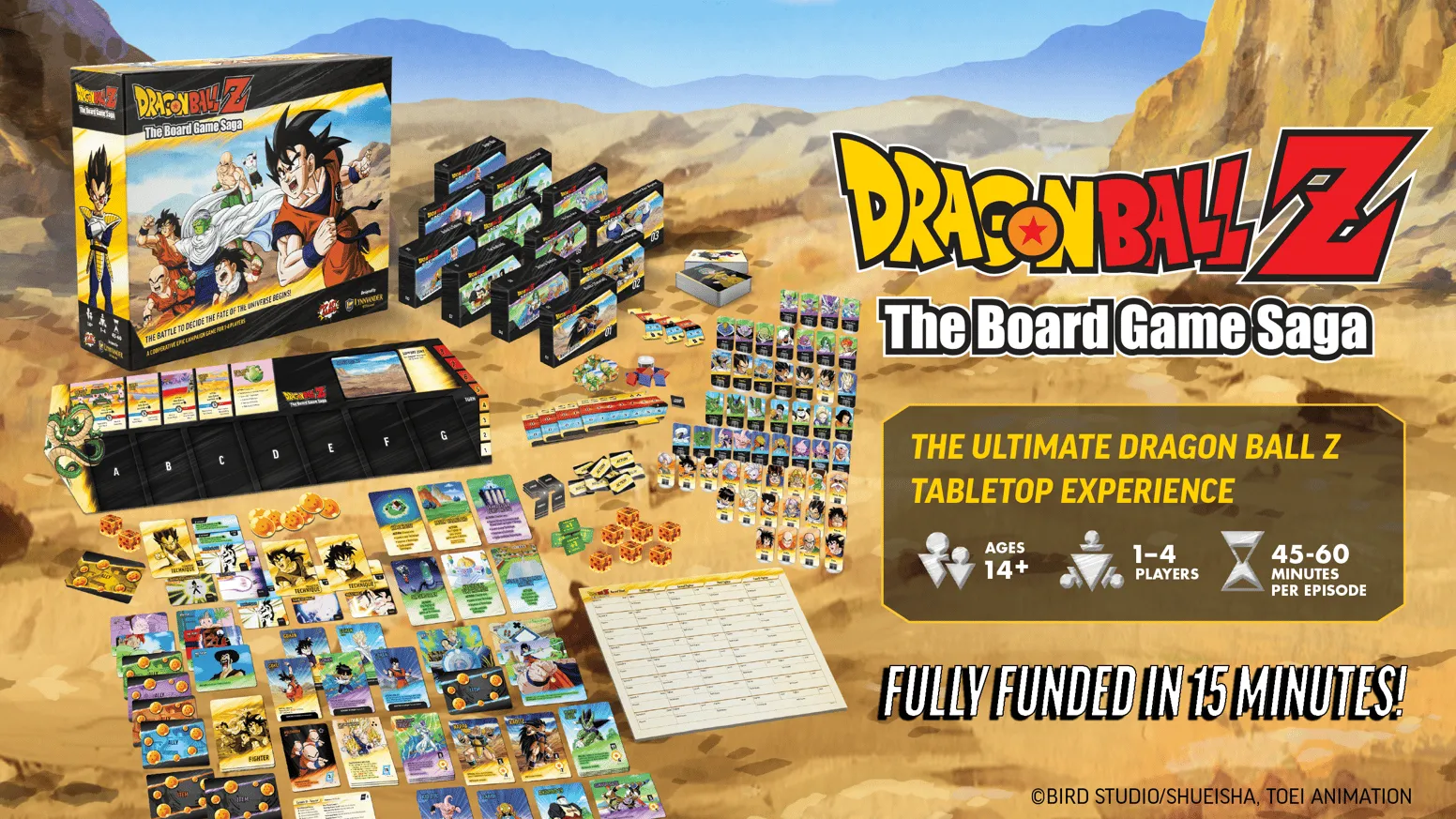 Official Dragon Ball Z: The Board Game Saga campaign art from Lynnvander used for GameGuideDog coverage.